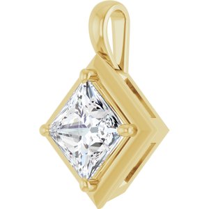 14K Yellow Gold 7.5 mm Square Charm/Pendant Mounting – image 3