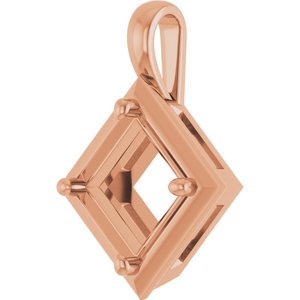 14K Rose Gold 7.5 mm Square Charm/Pendant Mounting – image 4