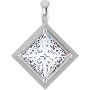 14K X1 White Gold 10 mm Square Charm/Pendant Mounting