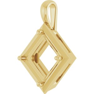 18K Yellow Gold 10 mm Square Charm/Pendant Mounting – image 4