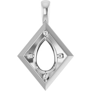 18K White Gold 12x8 mm Pear Charm/Pendant Mounting – image 2