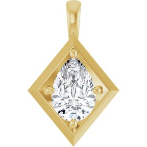 18K Yellow Gold 12x8 mm Pear Charm/Pendant Mounting