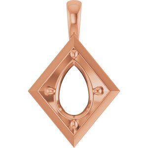 18K Rose Gold 12x8 mm Pear Charm/Pendant Mounting – image 2