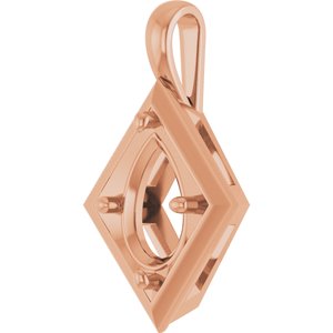18K Rose Gold 12x8 mm Pear Charm/Pendant Mounting – image 4