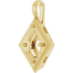 18K Yellow Gold 12x8 mm Pear Charm/Pendant Mounting – image 4