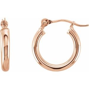 14K Rose Gold Tube 13 mm Hoop Earrings