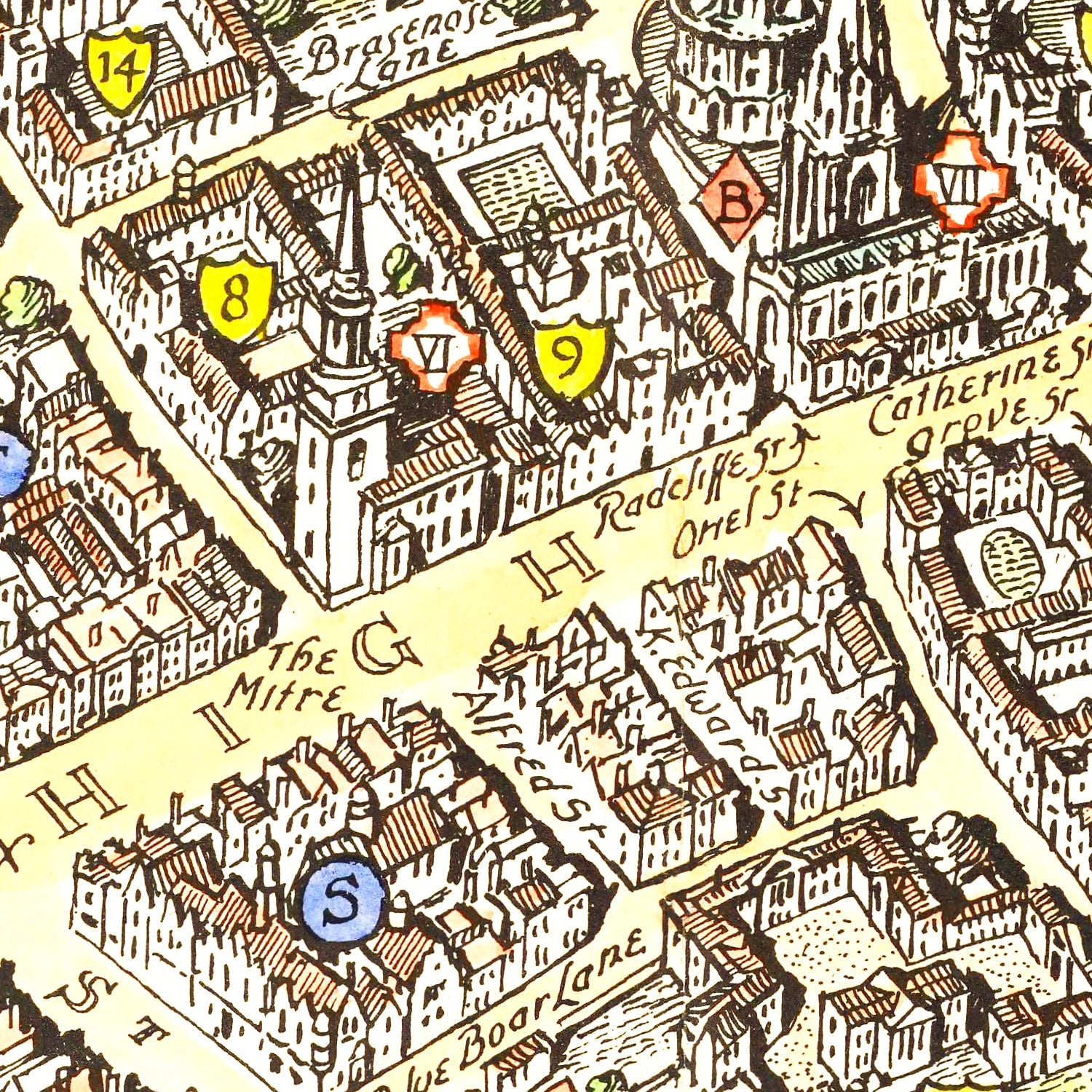 Vintage Map of Oxford, England 1936