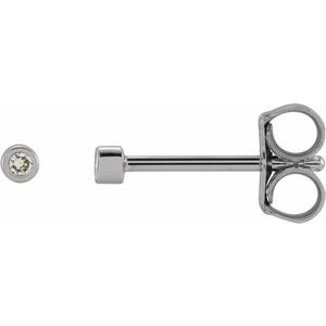 Platinum .01 CT Natural Diamond Micro Bezel-Set Stud Earring
