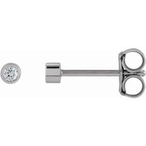 Platinum .025 CT Natural Diamond Micro Bezel Single Stud Earring
