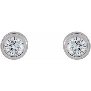 14K White Gold .04 CTW Natural Diamond Micro Bezel-Set Earrings – image 2