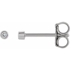 14K White Gold .02 CT Natural Diamond Micro Bezel-Set Stud Earring