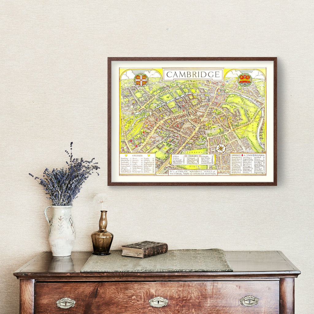 Vintage Map of Cambridge, England 1929