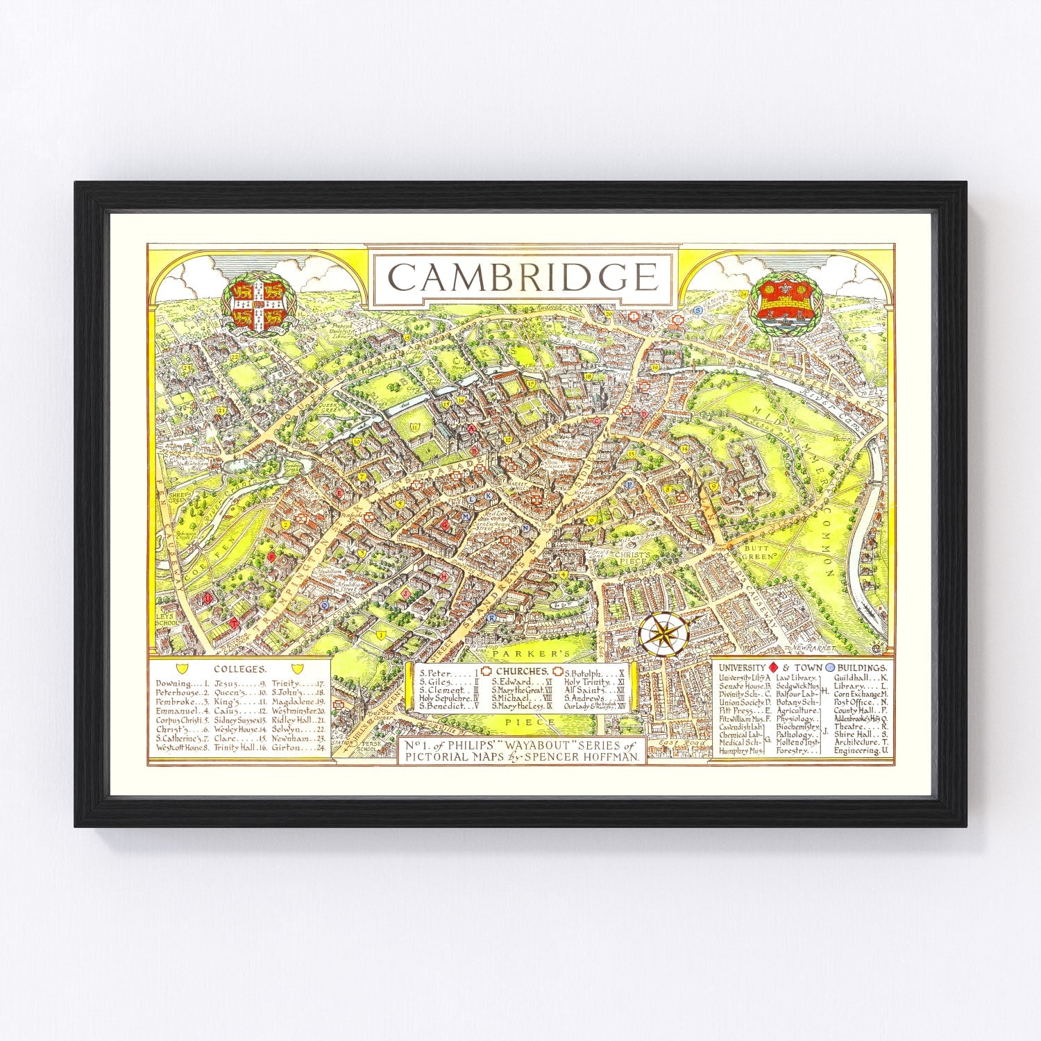 Vintage Map of Cambridge, England 1929