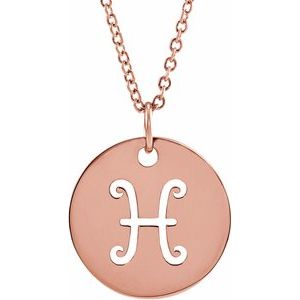 14K Rose Gold Pisces Zodiac Disc 16-18" Necklace