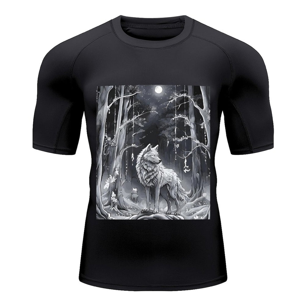 Ethereal Wolf in the Moonlight Men's Short-Sleeve Surfing Top (Front Printing)
