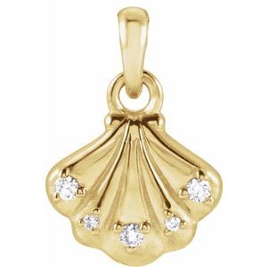 14K Yellow Gold .03 CTW Natural Diamond Seashell Pendant