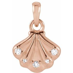 14K Rose Gold .03 CTW Natural Diamond Seashell Pendant