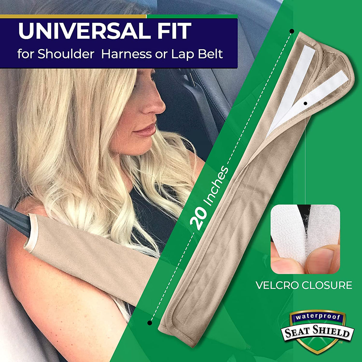 Waterproof Seat Belt Cover - Tan