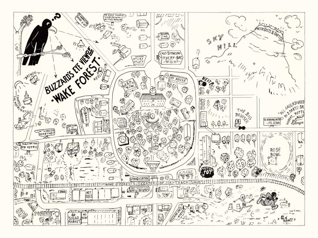 Vintage Map of Wake Forest University, 1937