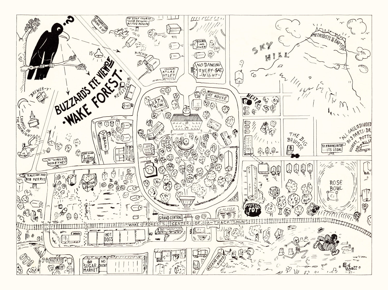 Vintage Map of Wake Forest University, 1937