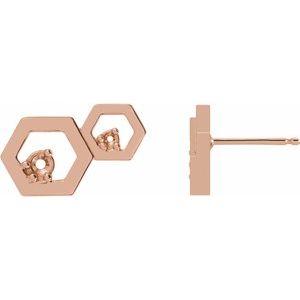 14K Rose Gold Honeycomb Left Earring Mounting