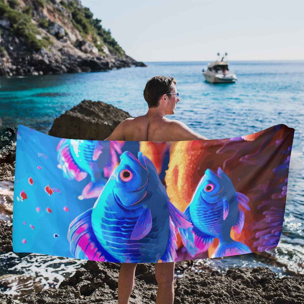 Blue Fish Beach Towel 31"x71"(NEW)