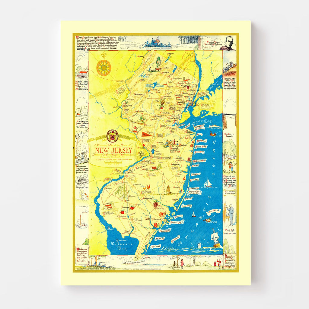 Vintage Map of New Jersey 1939