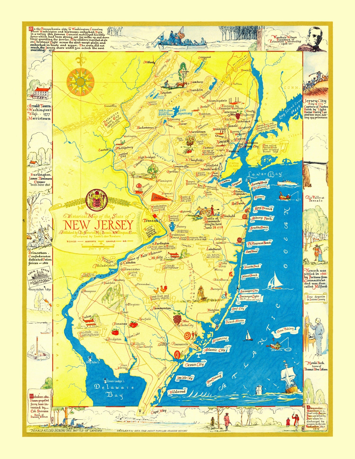Vintage Map of New Jersey 1939