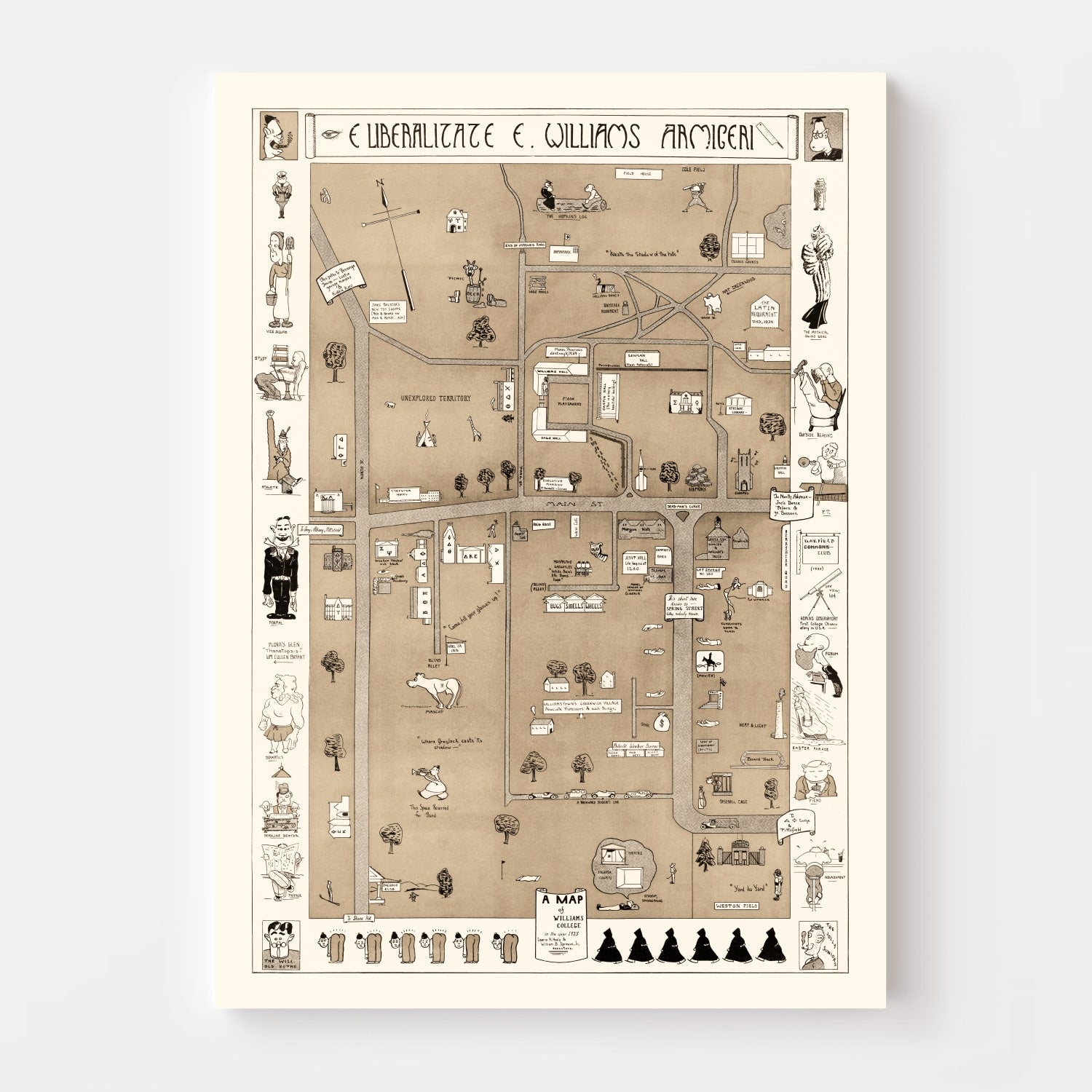 Vintage Map of Williams College, 1935