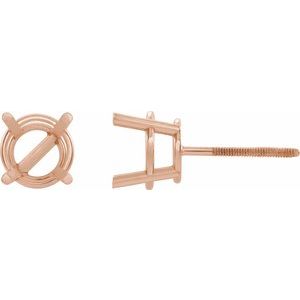 14K Rose Gold 9.5 mm Round 4-Prong Lightweight Earring Mounting