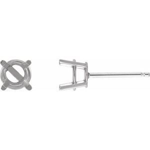 Continuum Sterling Silver 7.75 mm Round 4-Prong Lightweight Earring Mounting