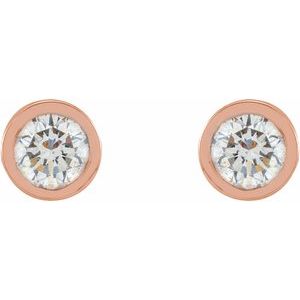 14K Rose Gold 1/10 CTW Lab-Grown Diamond Micro Bezel-Set Earrings