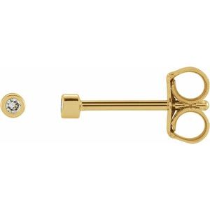 14K Yellow Gold .01 CT Natural Diamond Micro Bezel-Set Stud Earring