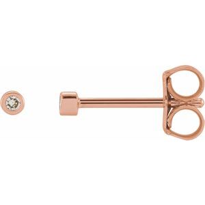 14K Rose Gold .01 CT Natural Diamond Micro Bezel-Set Stud Earring