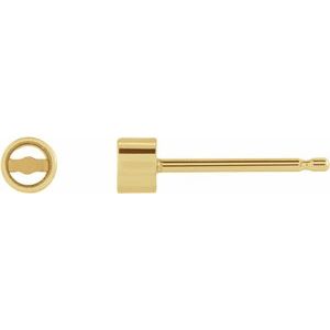 14K Yellow Gold 5 mm Round Micro Bezel-Set Earring Mounting