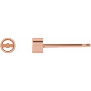 14K Rose Gold 5 mm Round Micro Bezel-Set Earring Mounting