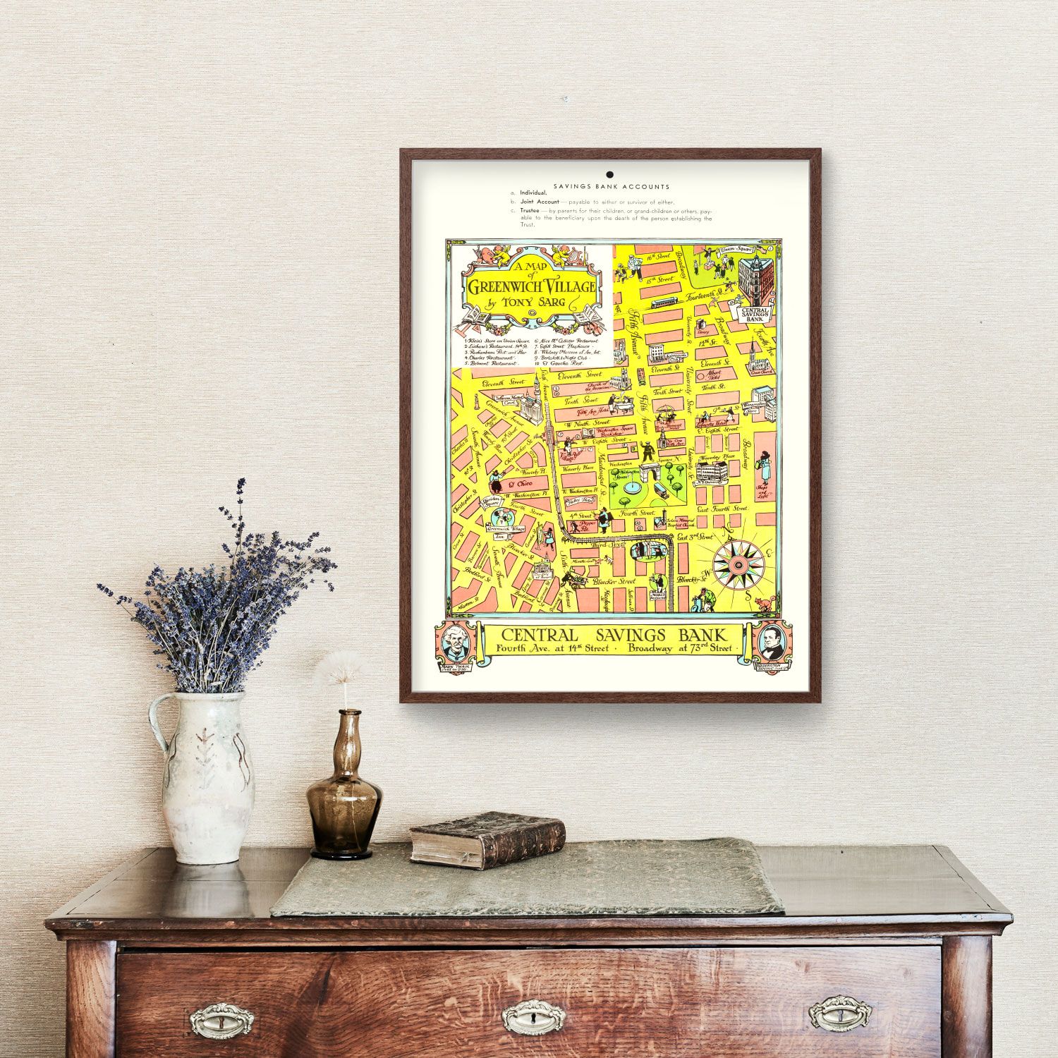 Vintage Map of Greenwich Village, New York 1934