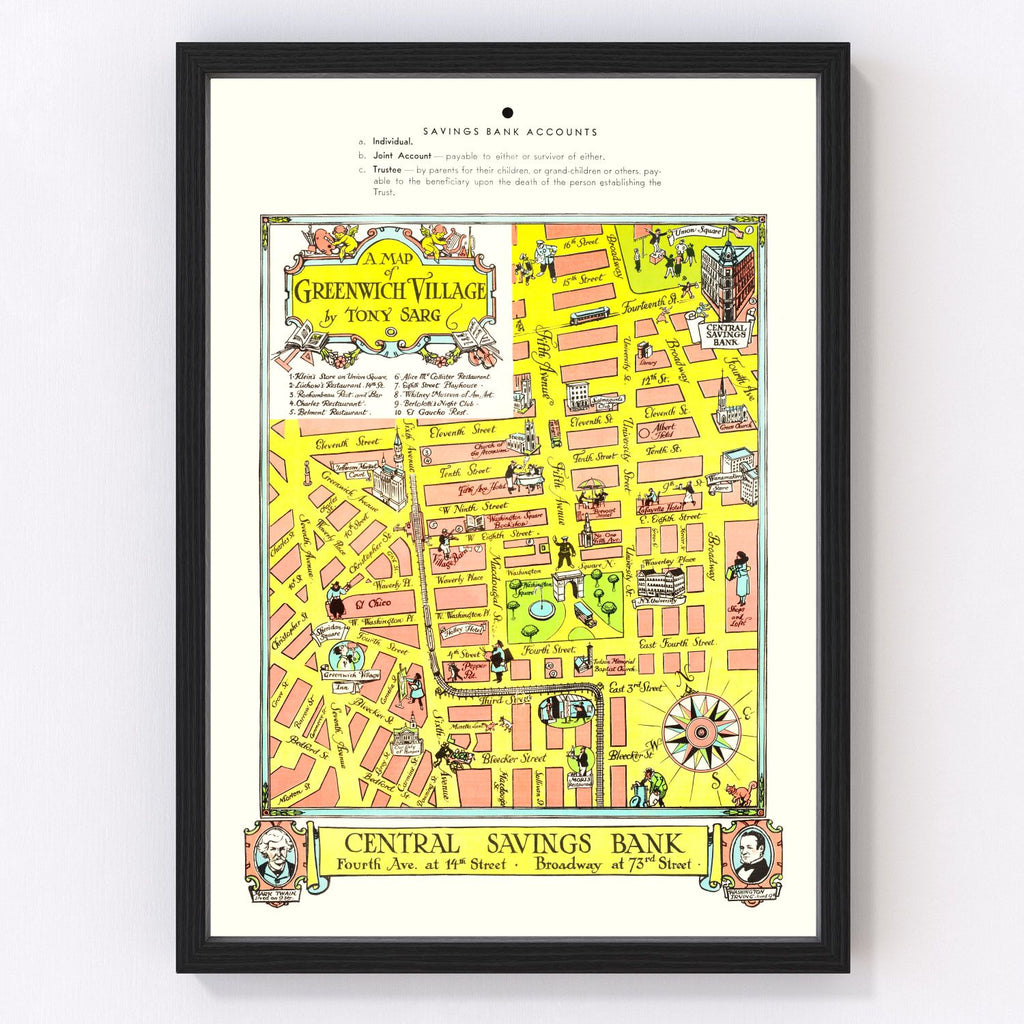 Vintage Map of Greenwich Village, New York 1934