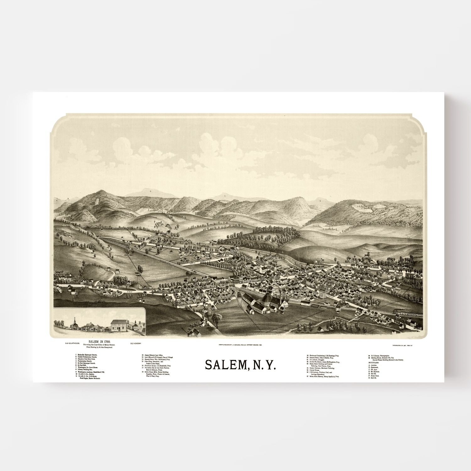 Vintage Map of Salem, New York 1889