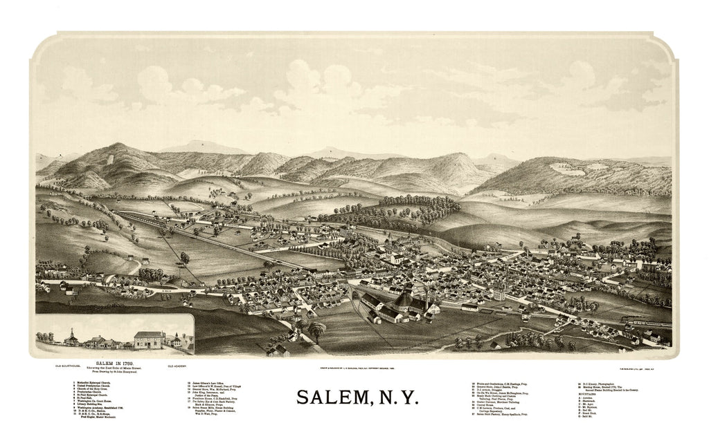 Vintage Map of Salem, New York 1889