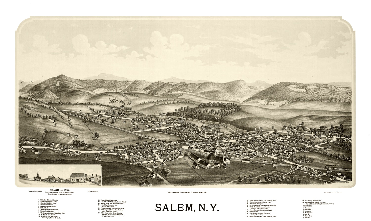 Vintage Map of Salem, New York 1889