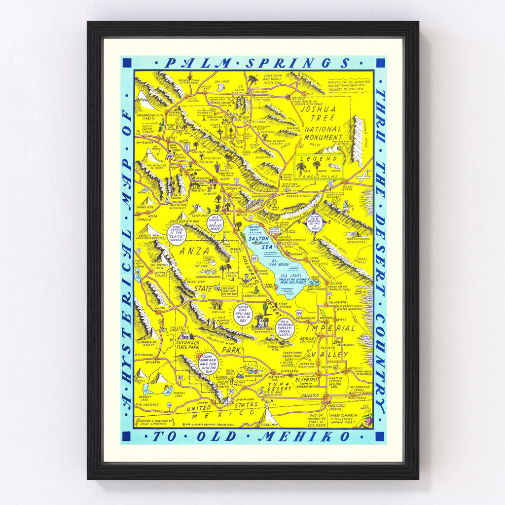 Vintage Map of Palm Springs, California 1948
