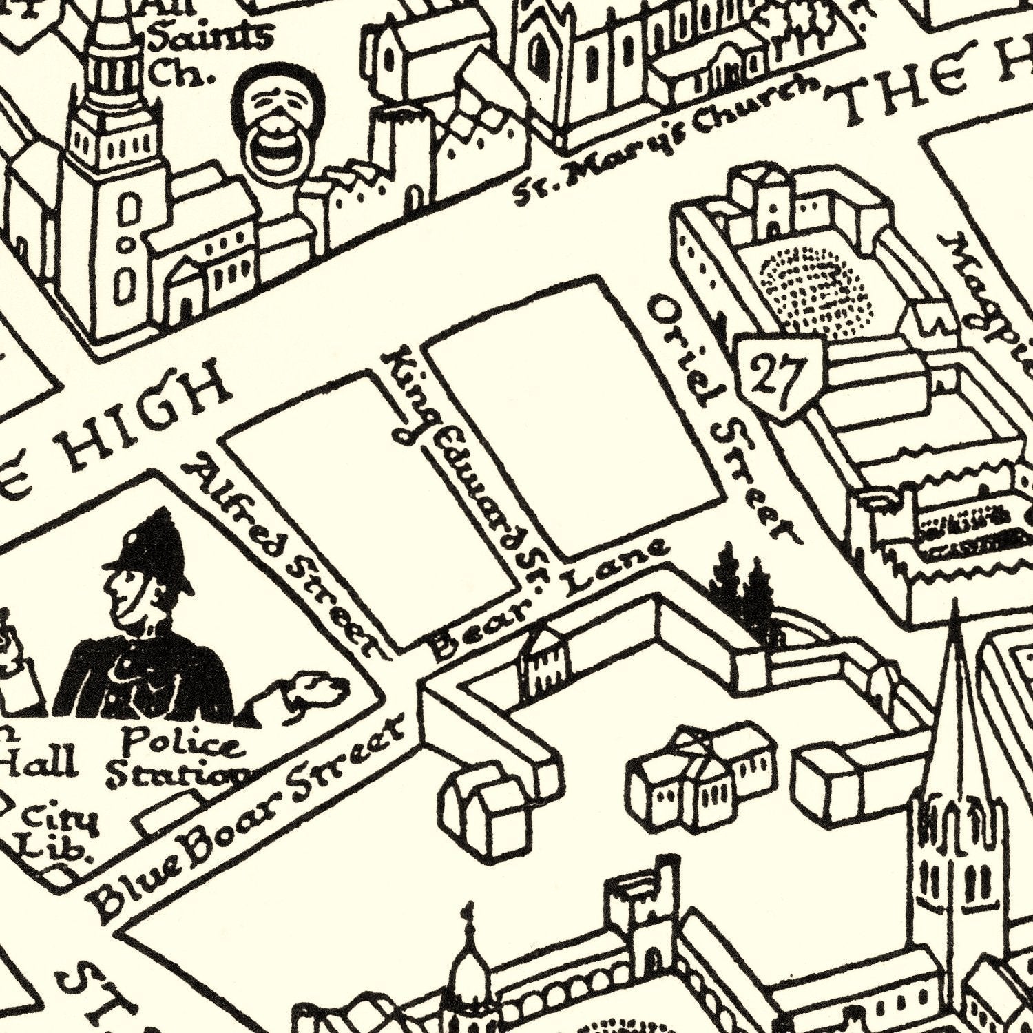 Vintage Map of Oxford University, 1950