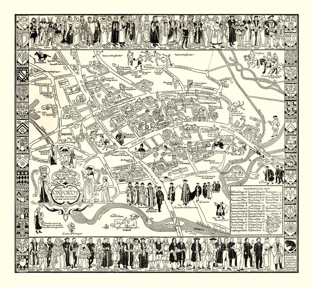 Vintage Map of Oxford University, 1950