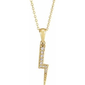 14K Yellow Gold .08 CTW Natural Diamond Lightning Bolt 16-18" Necklace