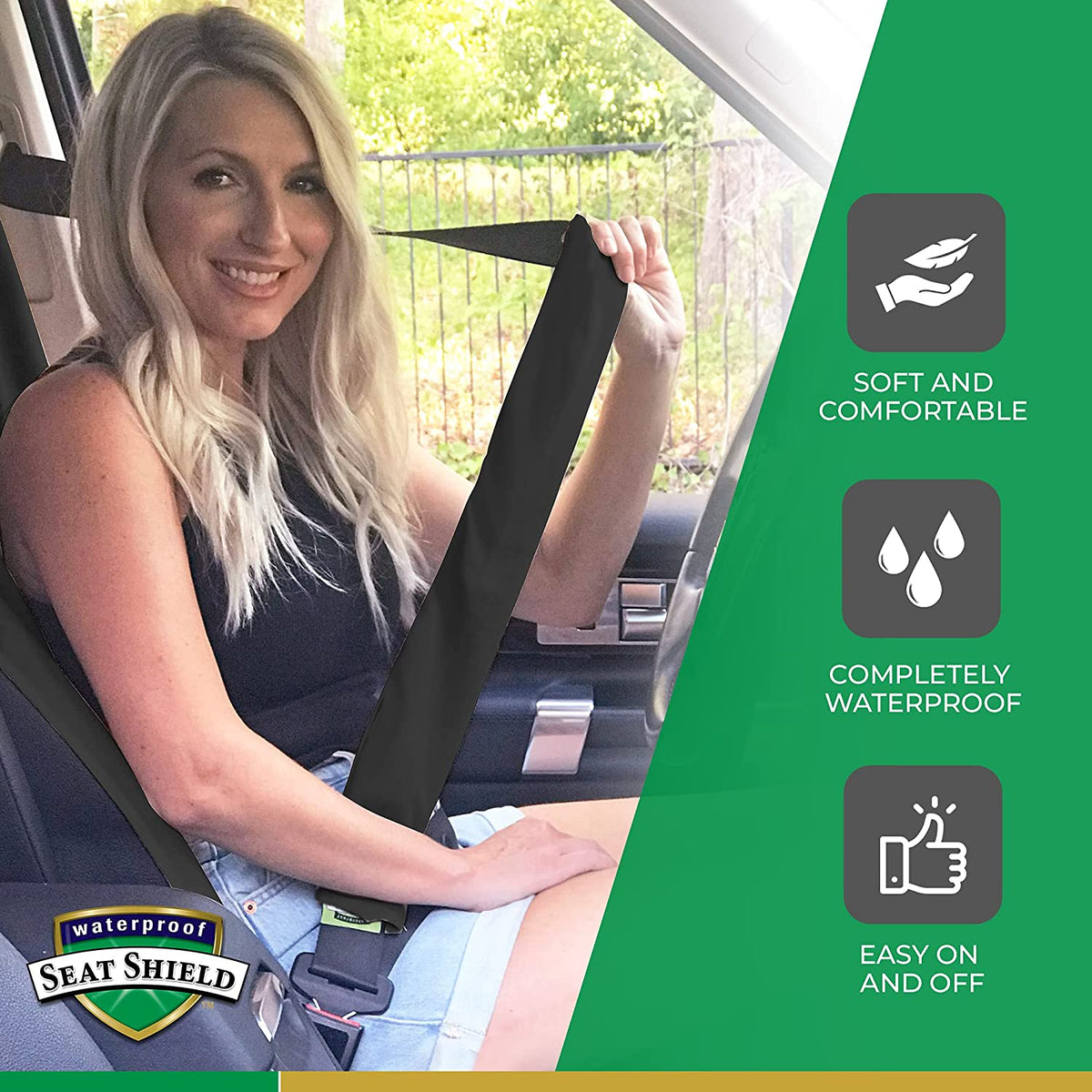 Waterproof Seat Belt Cover - Black