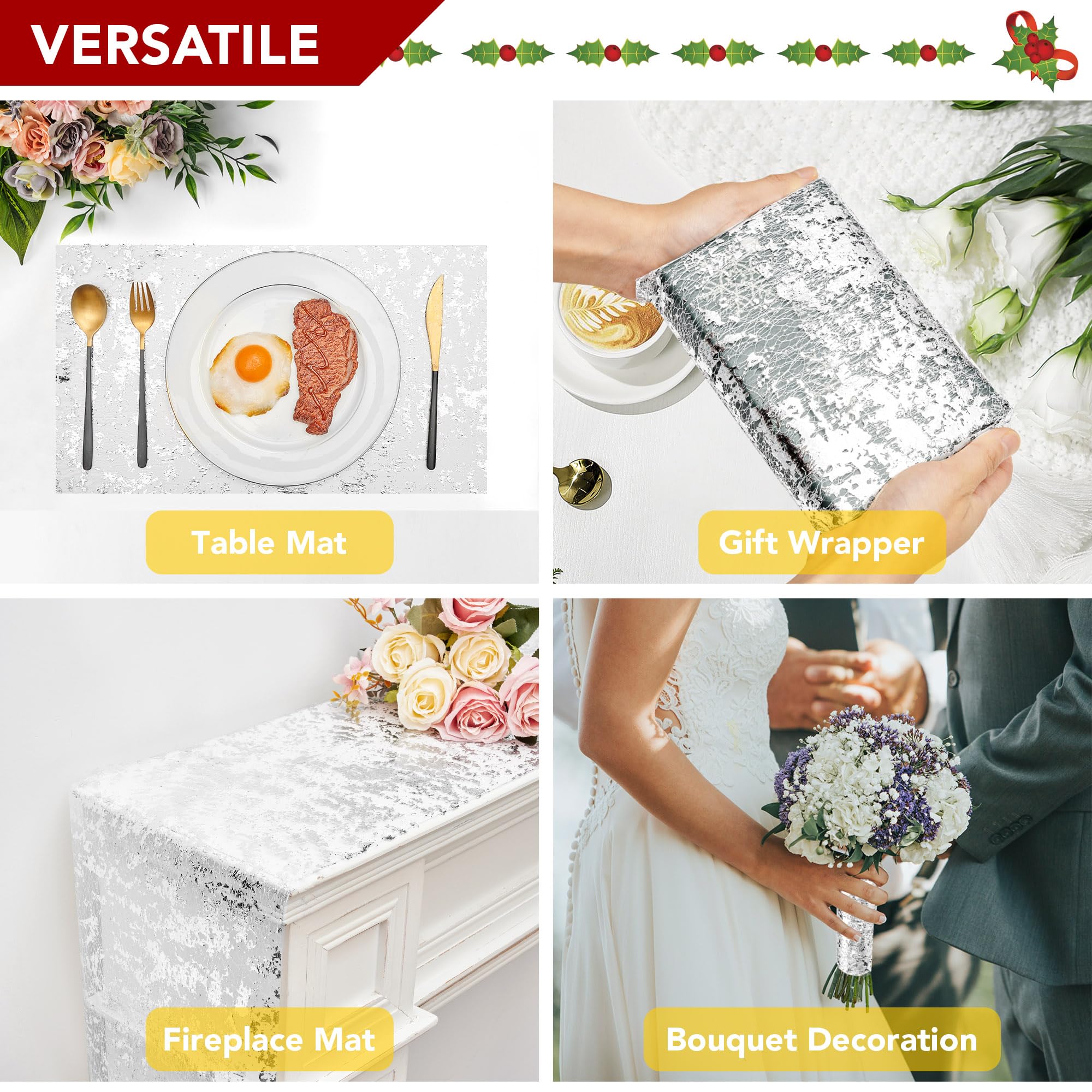 Sequin Glitter Table Runner, 2PCS, 9FT, Gold
