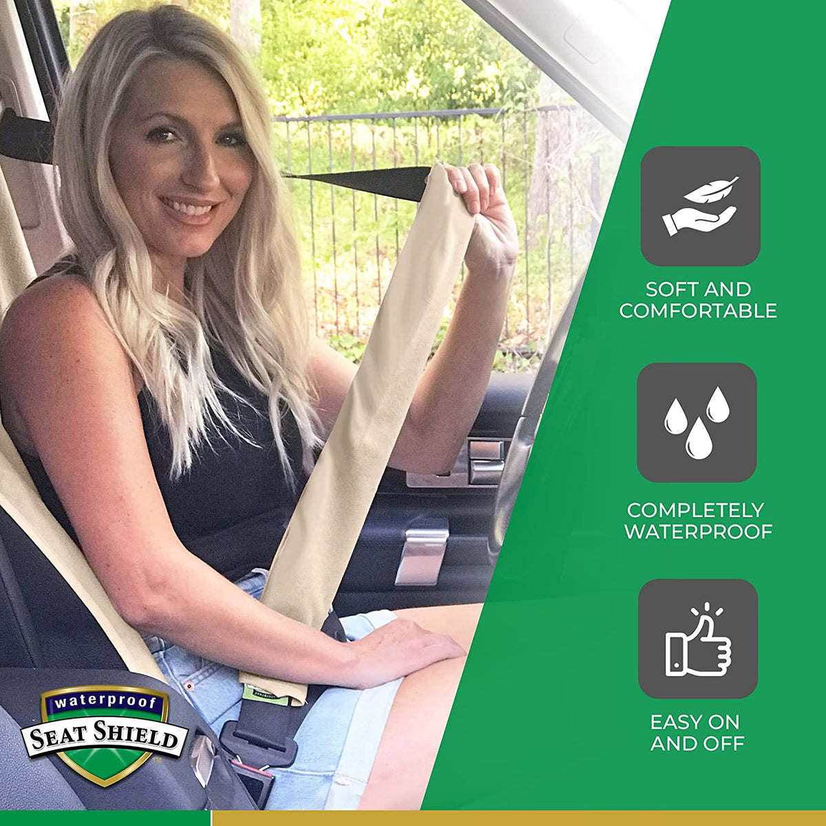 Waterproof Seat Belt Cover - Tan