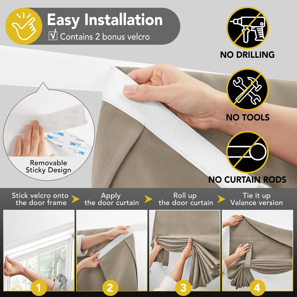 Blackout Door Curtain, Thermal Insulated, 26x80 Inch