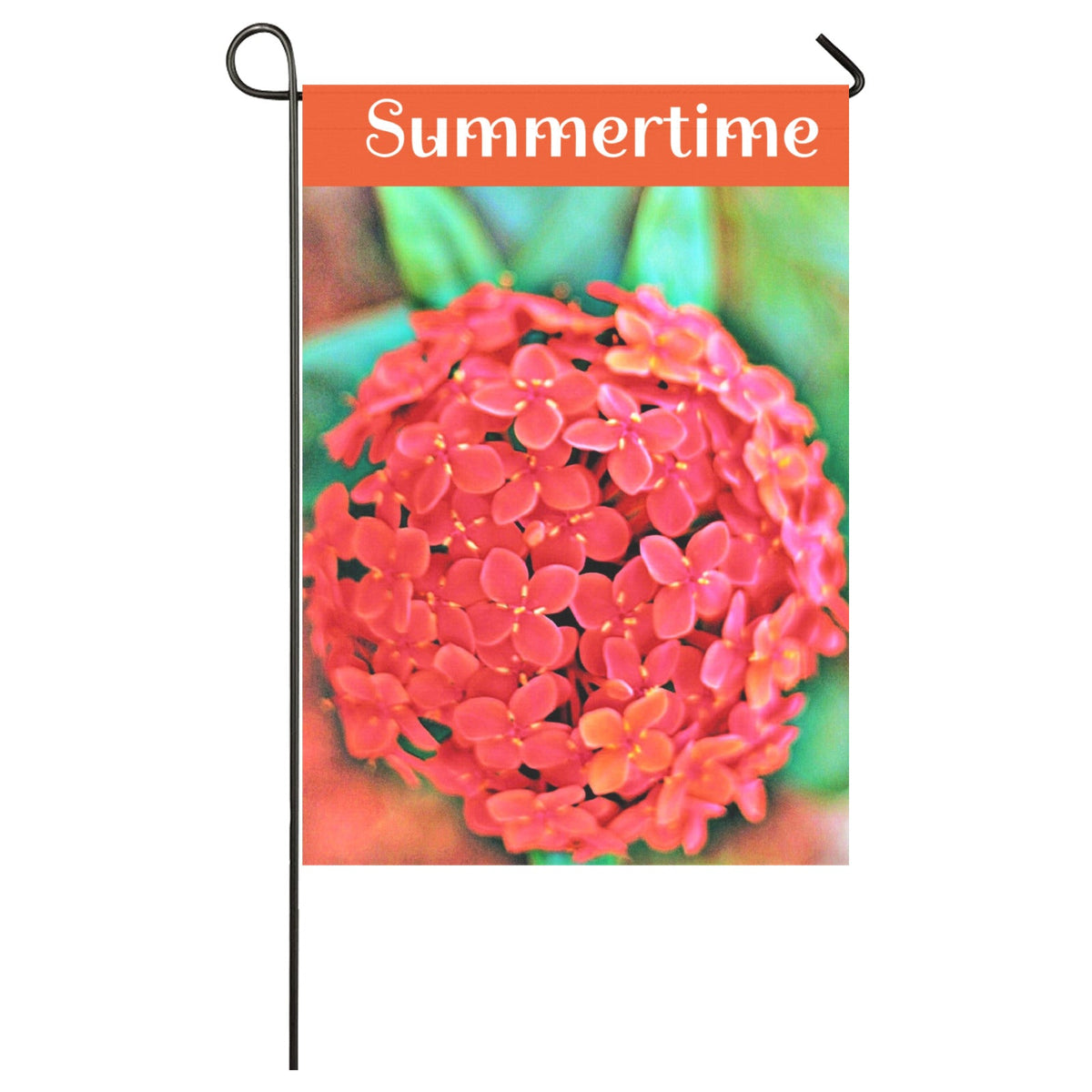 Red Flowers in Summertime Garden Flag - 28" x 40" (Made in USA）